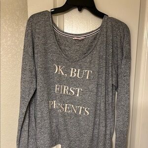 Gray Long Sleeve Top - OK, BUT FIRST PRESENTS
